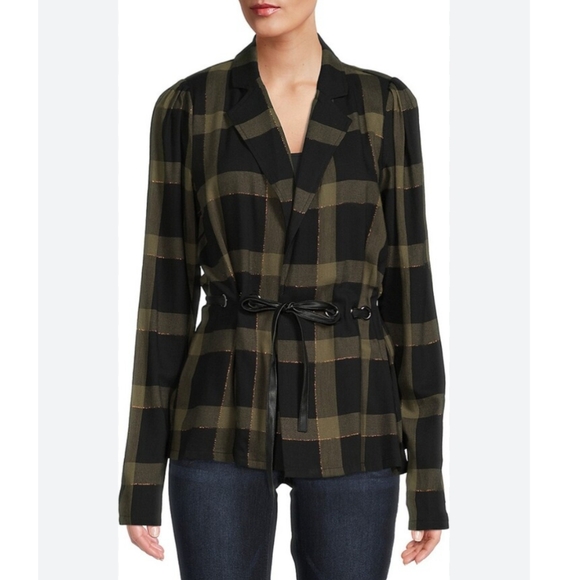 NWT RAMY BROOK Ina Puff Sleeve Olive Belted Jacket - Picture 2 of 8